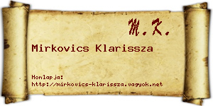 Mirkovics Klarissza névjegykártya